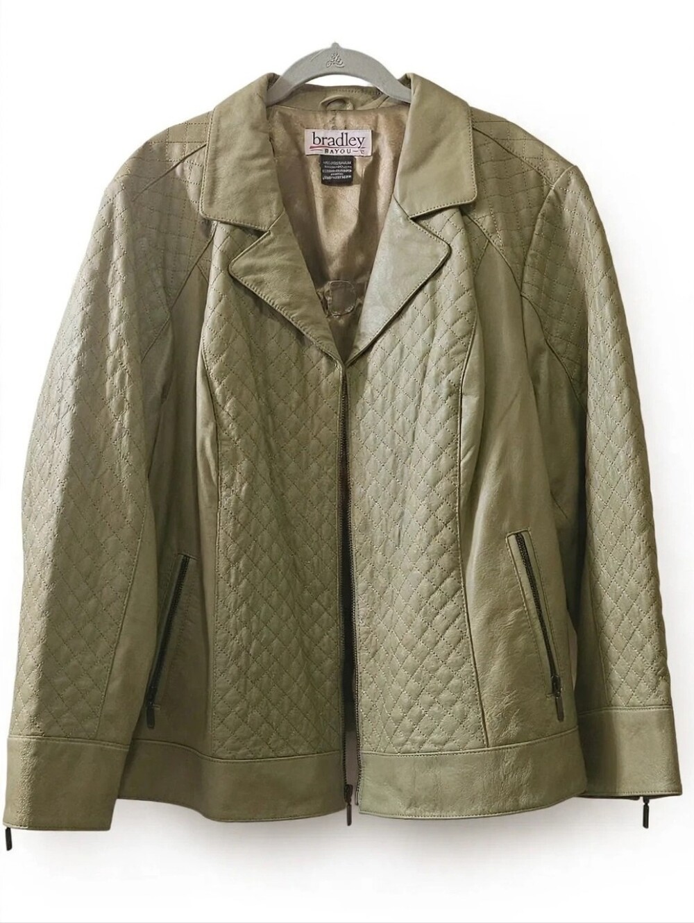Bradley By Bradley Bayou Olive Quilted Leather Jacket for Women